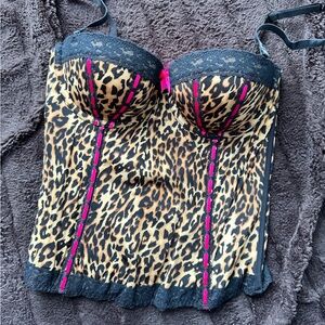 La SENZA Leopard Print Bustier with Black Lace